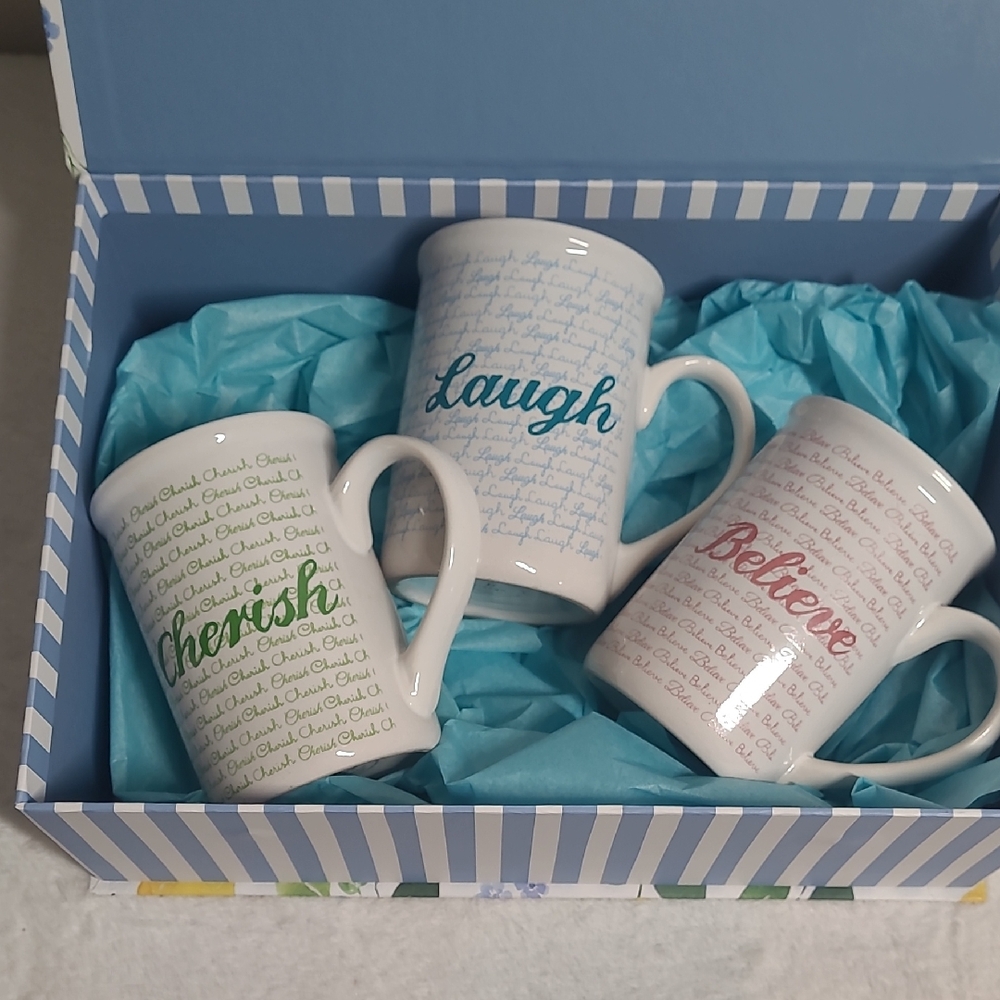 Gibson Green and Blue Mugs Set for Dining